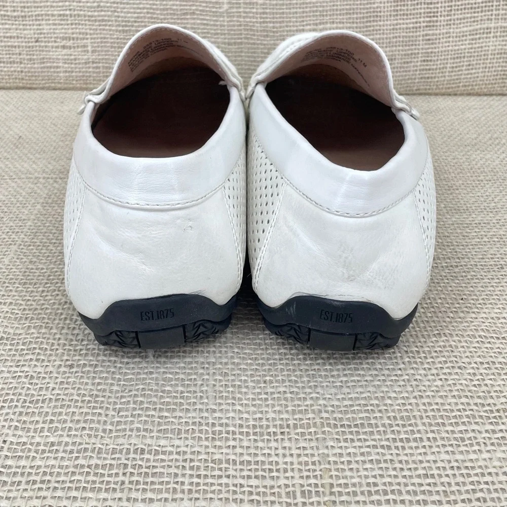 Stacy Adams Mens White Perforated Penny Loafers Driving Mocs 11 M 25513-100‎
